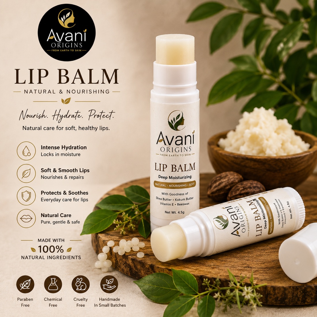 Deep moisturizing herbal lip balm