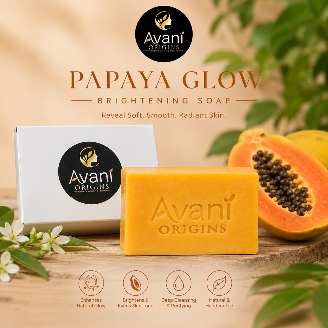 Papaya Glow brightening herbal soap bar