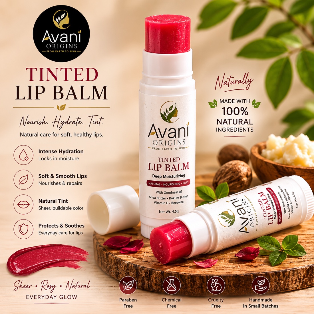Tinted herbal lip balm
